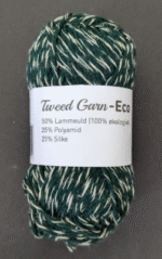 Fir cu lână Tweed Garn Eco – Verde cu alb, 50g / 250m