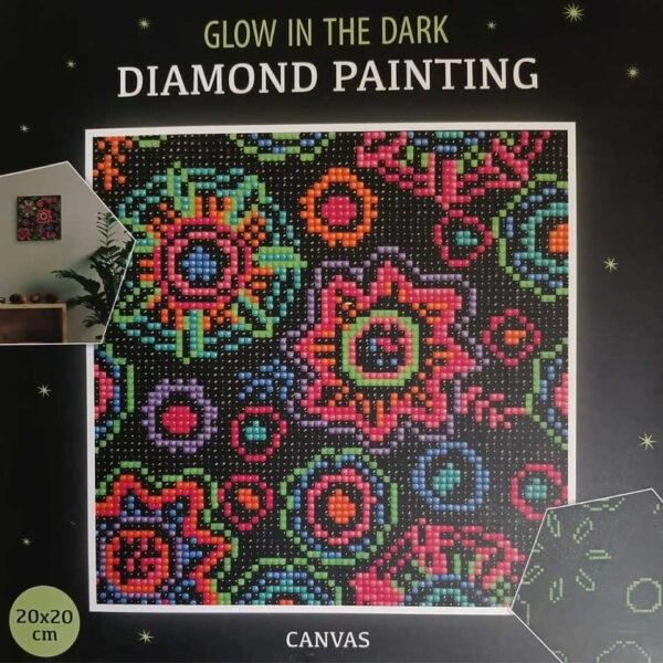 Tablou cu diamante strălucitoare – Model Mandala (rama inclusa), 20x20 cm