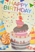 Kit pictura cu diamante – set 3 felicitari (18 x 13 cm) – Model La Multi Ani (III)