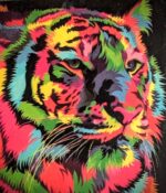 Pictură cu diamante 5D – Model Tigru Colorat, 30×40 cm