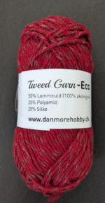Fir cu lână Tweed Garn Eco – Rosu cu gri, 50g / 250m